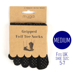 Medium, Yoga Toe Socks. Ideal for UK Shoe Size 5-7