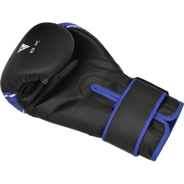 RDX Blue and Black Boxing Gloves. Available in 4oz or 6oz, underside of the glove