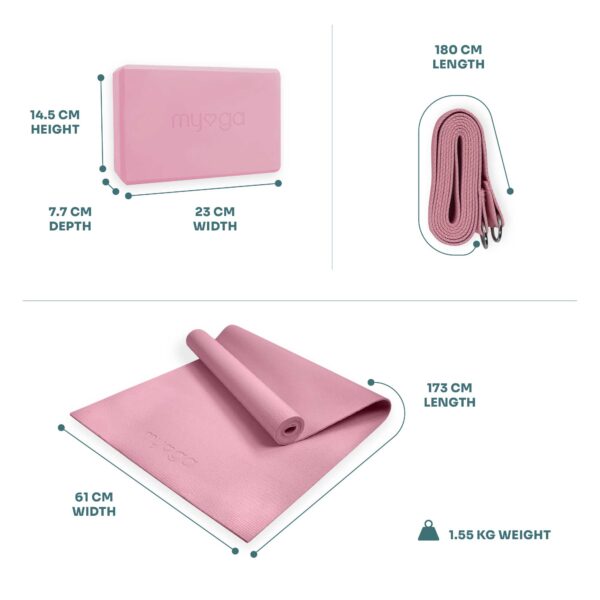 Pink Yoga Starter Kit.. Dimensions