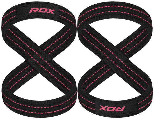 RDX Figure 8 Weightlifting Straps Pink stitching