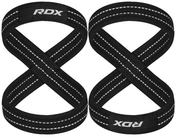 RDX Figure 8 weightlifting Straps with white stitching