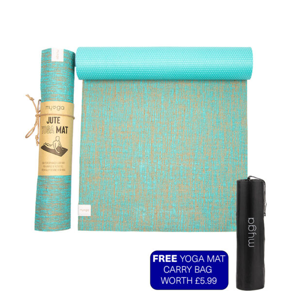 Aqua Jute Yoga Mat with FREE Yoga Carry Mat