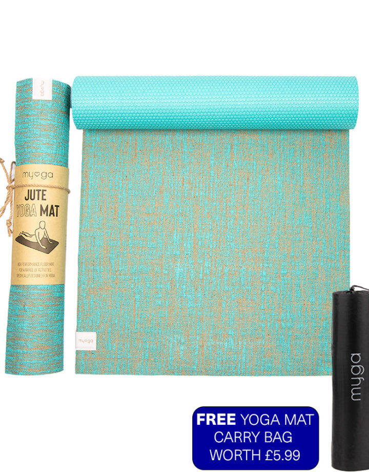 Aqua Jute Yoga Mat with FREE Yoga Carry Mat