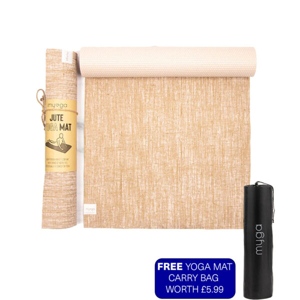 White Yoga Jute Mat WITH FREE YOGA CARRY MAT