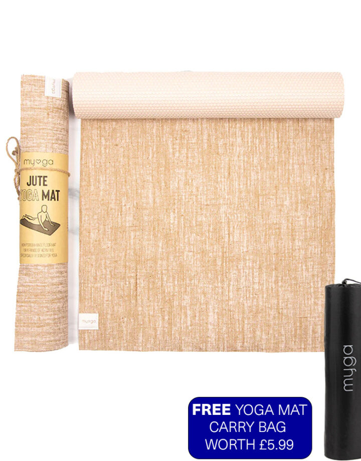 White Yoga Jute Mat WITH FREE YOGA CARRY MAT