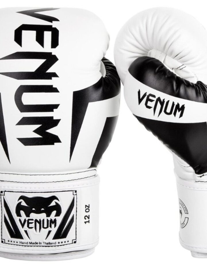 Venum Elite Boxing Gloves. White and Black