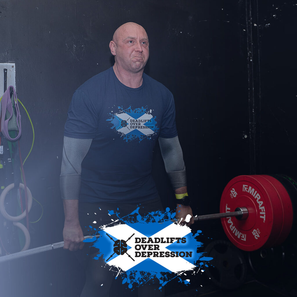 Big lift at Deadlifts Over Depression Scotland. The bar is bending nicely!