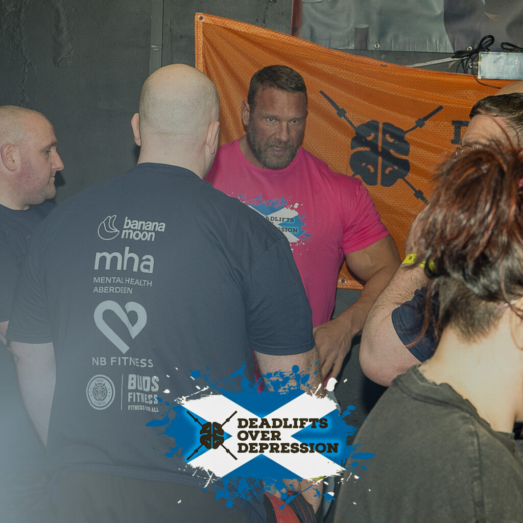 Terry Hollands at Deadlifts Over Depression Scotland.