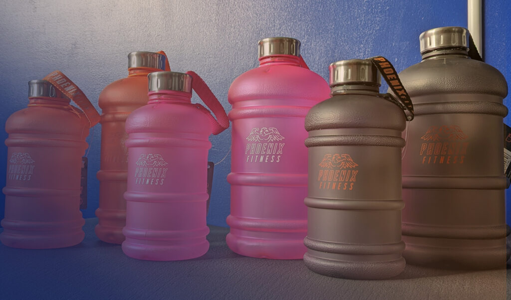Stay Hydrated with either the 1litre or 2litre water bottles by Phoenix Fitness.