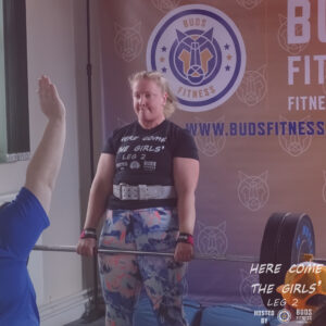 Katie Skipper making 100kg look light work as she see's 17 reps secure second place in the first event of the day.