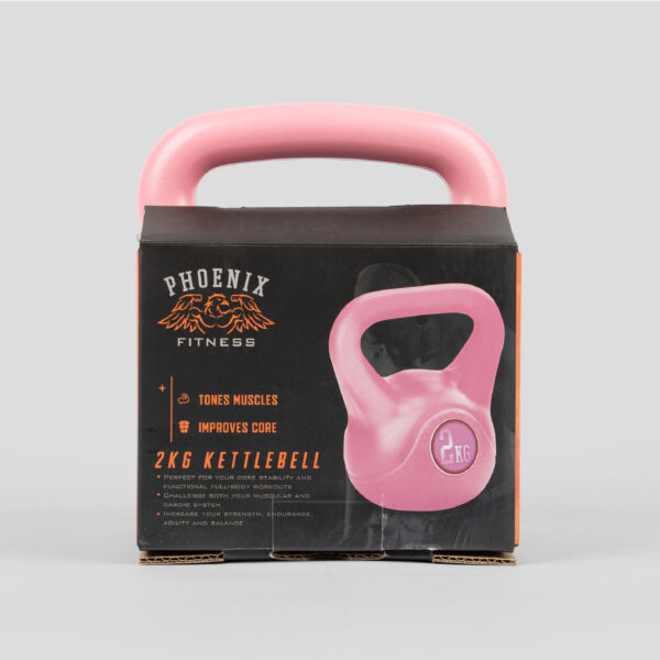 Pink 2kg Vinyl Kettlebell boxed