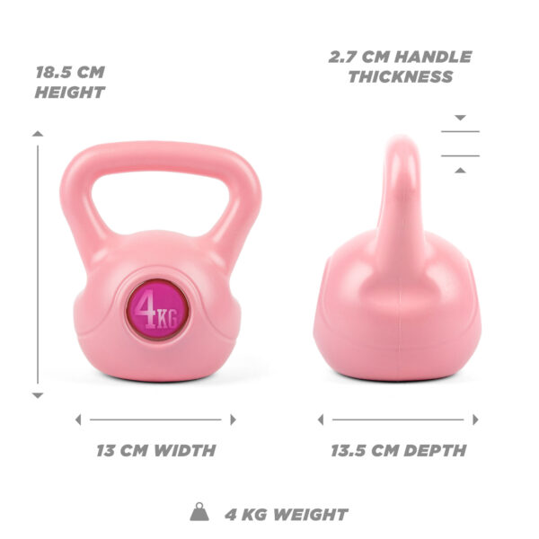 4kg Pink Kettlebell dimensions
