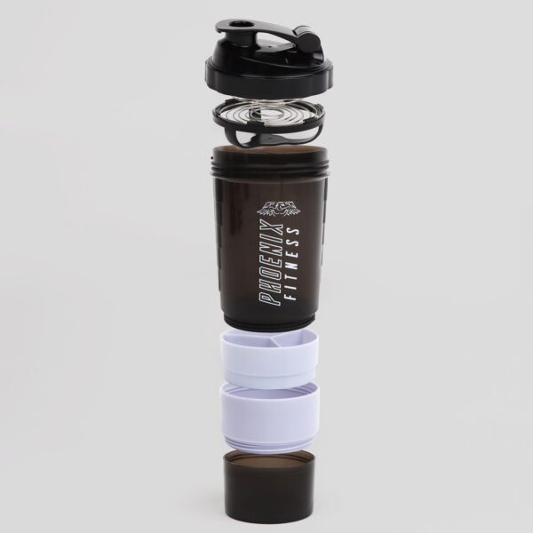 Photo shows the Phoenix Fitness Protein Shaker stackable three layers