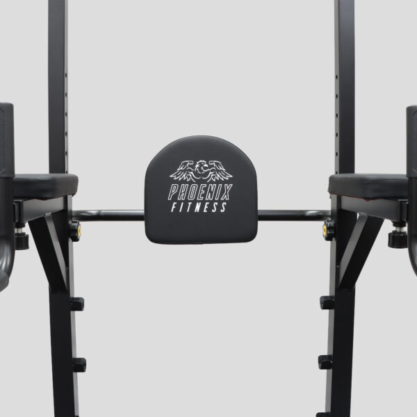 close up on the front of the pull up rack by Phoenix Fitness