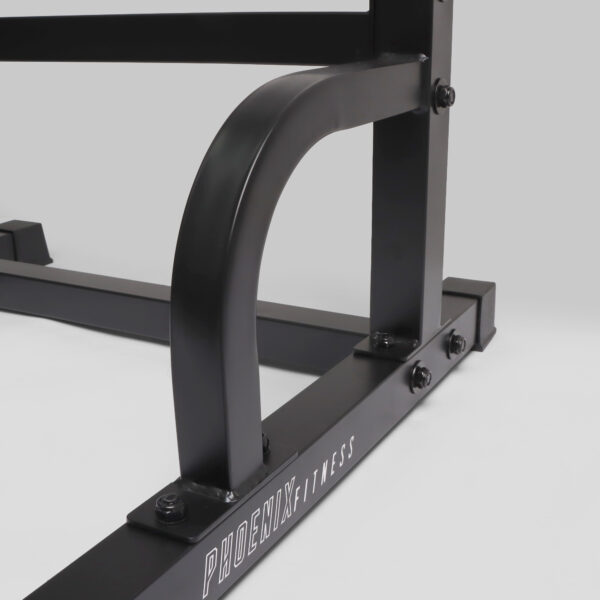 Close up of the bottom of the Phoenix fitness Power Rack