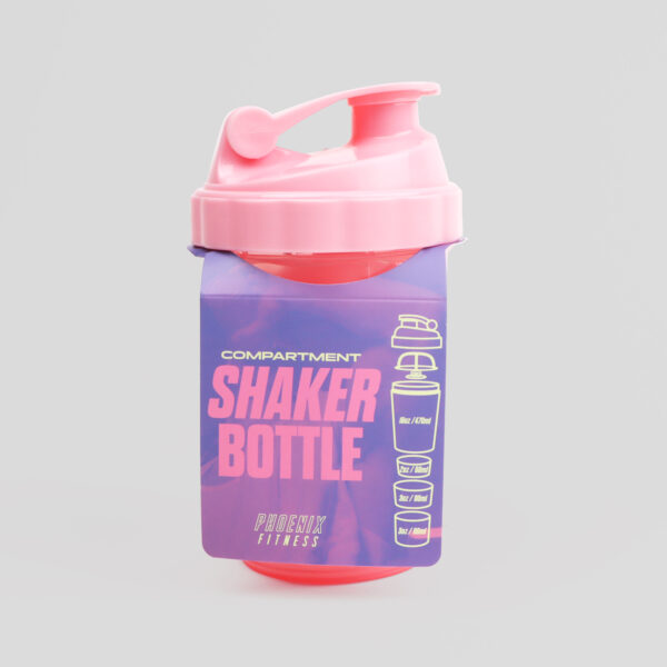 Phoenix Fitness, Pink Protein Shaker with packaging