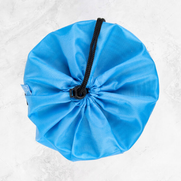 Blue yoga carry mat drawstring closure