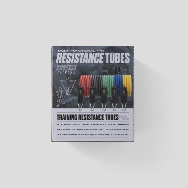 Packaging for the Phoenix Fitness Resistance Tubes